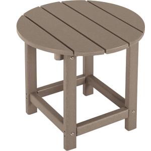 LZRS Round Adirondack Patio Side Table End Table, Outdoor Side Tables for Patio, Backyard,Pool, Indoor Companion, Easy Maintenance & Weather Resistant(Weather Wood)