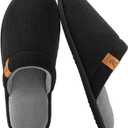 VeraCosy Men's Corduroy Scuff Slippers Soft Comfy Memory Foam Non-slip Indoor House Shoes (11-12, Carbon Black)