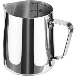 HOFASON Stainless Steel Milk Frothing Pitcher Cappuccino Pitcher Pouring Jug Espresso Cup Creamer Cup for Latte Art, 12 Ounce (350 ML) (Silver)