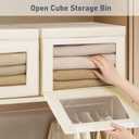 DIMJ Storage Bins with Lids - 6 Pack Large Fabric Closet Organizer with Window & Handles, Collapsible Decorative Storage Boxes for Shelves Under Bed, Books Clothes Blankets Sweaters Organization
