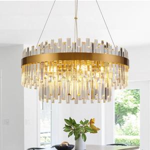 20" Round 6-Light Gold Crystal Chandelier - Modern 2-Tier K9 Crystal Lighting Fixture for Dining Room, Bedroom, Entryway, Living Room (Gold 19.7in) 20" Round 6-Light Gold Crystal Chandelier - Modern 2-Tier K9 Crystal Lighting Fixture for Dining Room, Bedroom, Entryway, Living Room (Gold 19.7in)