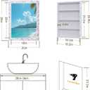 20"x26" Hand-Inlaid Natural Shell White Medicine Cabinet Mirror for Bathroom, Bedroom, Living Room, Entryway, Easy to Install Left or Right Opening Bathroom Wall Cabinet Recessed and Surface Mount