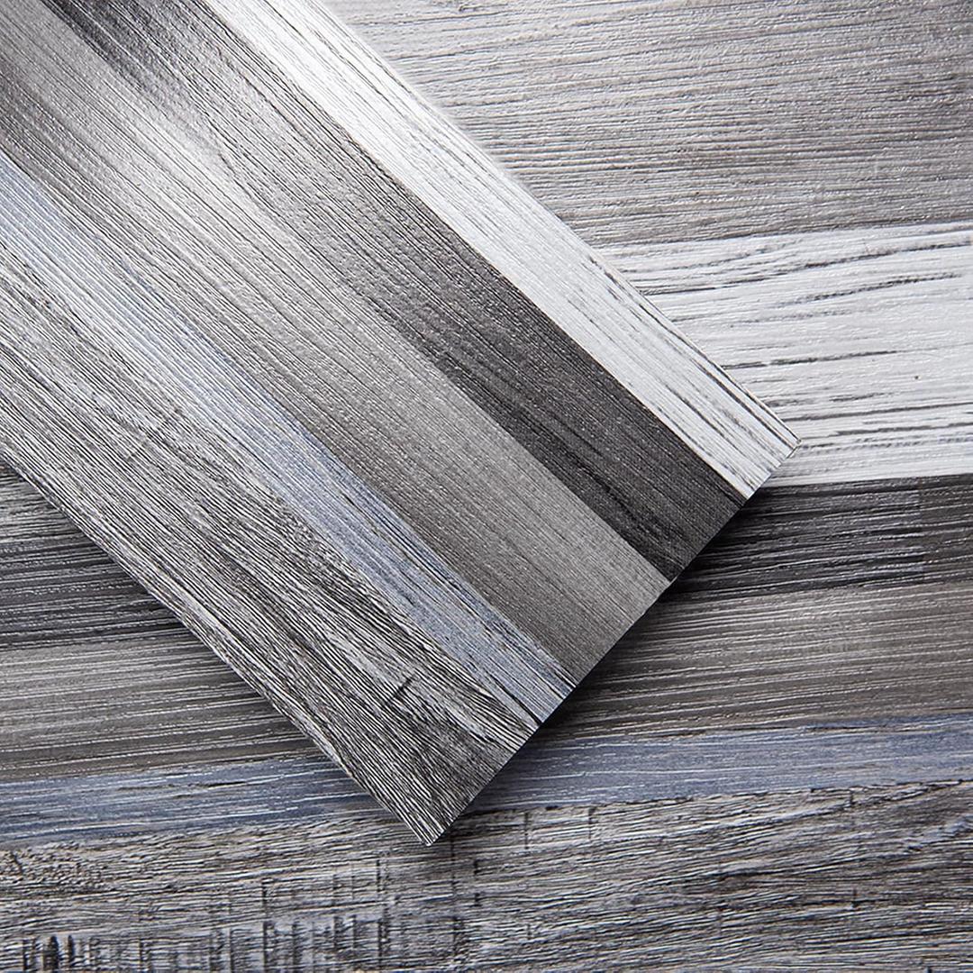 Art3d 36-Pack 54 Sq.ft Peel and Stick Floor Tiles Vinyl Plank Flooring Wood Look, Adhesive and Waterproof Tile Sticker for Bedroom, Living Room, Kitchen, RV in Grey, 36 x 6 x 0.1 inches