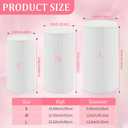 Cylinder Stands for Party, 3Pcs Metal Pleated Cylinder Pedestal Stand Heavy Duty White Cake Cilindros Para Fiestas Parties Round Cylinder Display Flower Plant Stand for Wedding Birthday Party Decor