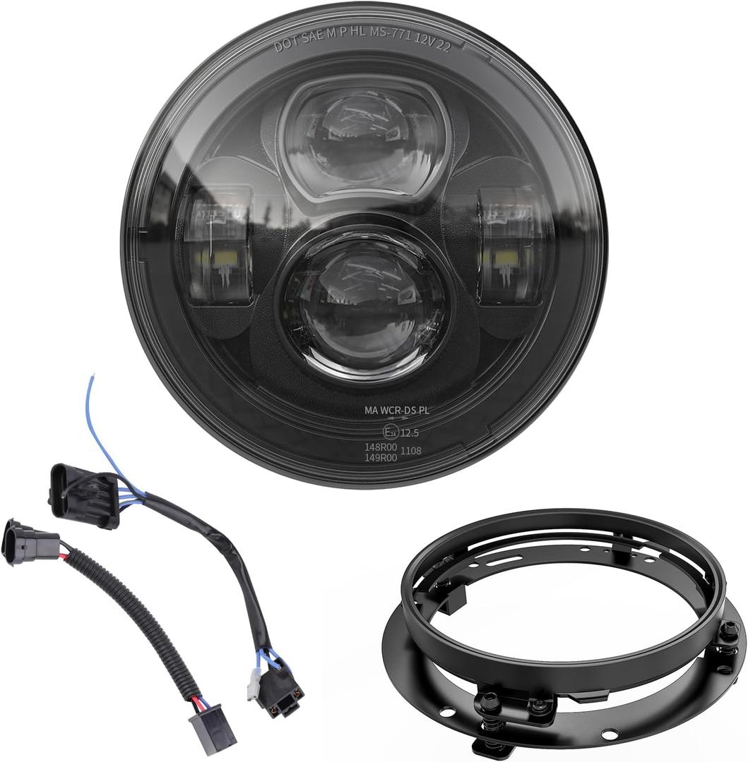 Z-OFFROAD New Motorcycle 7 Inch LED Light DOT Kit Compatible with Harley Davidson Touring Street Glide Road King Special Electra Glide Ultra Classic Fat Boy Heritage Softail Switchback Black