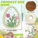 24PCS Easter Wooden Ornaments Double-Sided Wooden Hanging Easter Decorations with Jute Twine, Handcrafted Spring Ornaments for Home, Easter Tree, Egg Hunt, Party Decor (6 Designs) (Green)