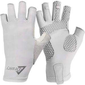 Drasry UV Protection Fishing Fingerless Gloves - Men & Women UPF 50+ SPF Gloves for Fishing, Kayak, Paddling, Hiking, Sailing, Rowing (Small, Gray)