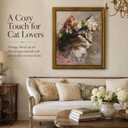 RunRRIn Vintage Gold Framed Wall Art,Wildflower Cat Canvas Print,16x20