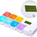 7 Day Medicine Pill Organizer, 4 Reminder Alarms, Loud Sound, 7 Large Compartments, Large Screen, Moisture-Proof, Dust-Proof, Travel Weekly/Daily Pill Box/Organizer/Case/Container/Dispenser, TBSoon