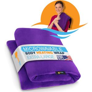 SunnyBay Extra Large Microwave Heating Pad, Microwavable Heavy Weighted Full Body Moist Hot Pack and Washable Fleece Cover, 10x24 Inches, 2.8 Lbs, Purple