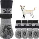 SCENEREAL Dog Socks to Prevent Licking Paws for Hot/Cold Pavement Anti Slip, Dog Shoes for Hardwood Floors, Dog Boots & Paw Protectors with Grippers for Small Medium Large Senior Dogs, Shark XS (Grey Shark(Pack of 4))