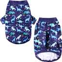 Dog Navy T Shirts with Universe Dinosaur Pattern Printed Pet Shirt Softable Pajamas for Large Dogs (3XL, Navy)