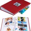 Photo Album 4x6 Hold 402 Photos with Memo Slip-in Pockets Photo Book, Linen Cover Picture Photo Albums with Writing Space for Wedding Family Baby Vacation Mother's Day Red