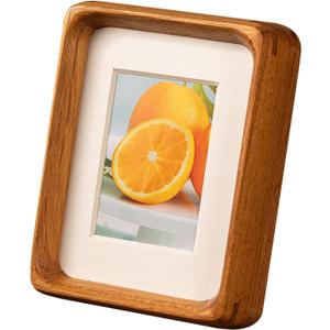 4x6 Picture Frame with 3x4 Mat - Solid Teak Wood Farmhouse Frame, Wall & Tabletop Display for Wedding Photos & Home Décor (4x6,Teak)