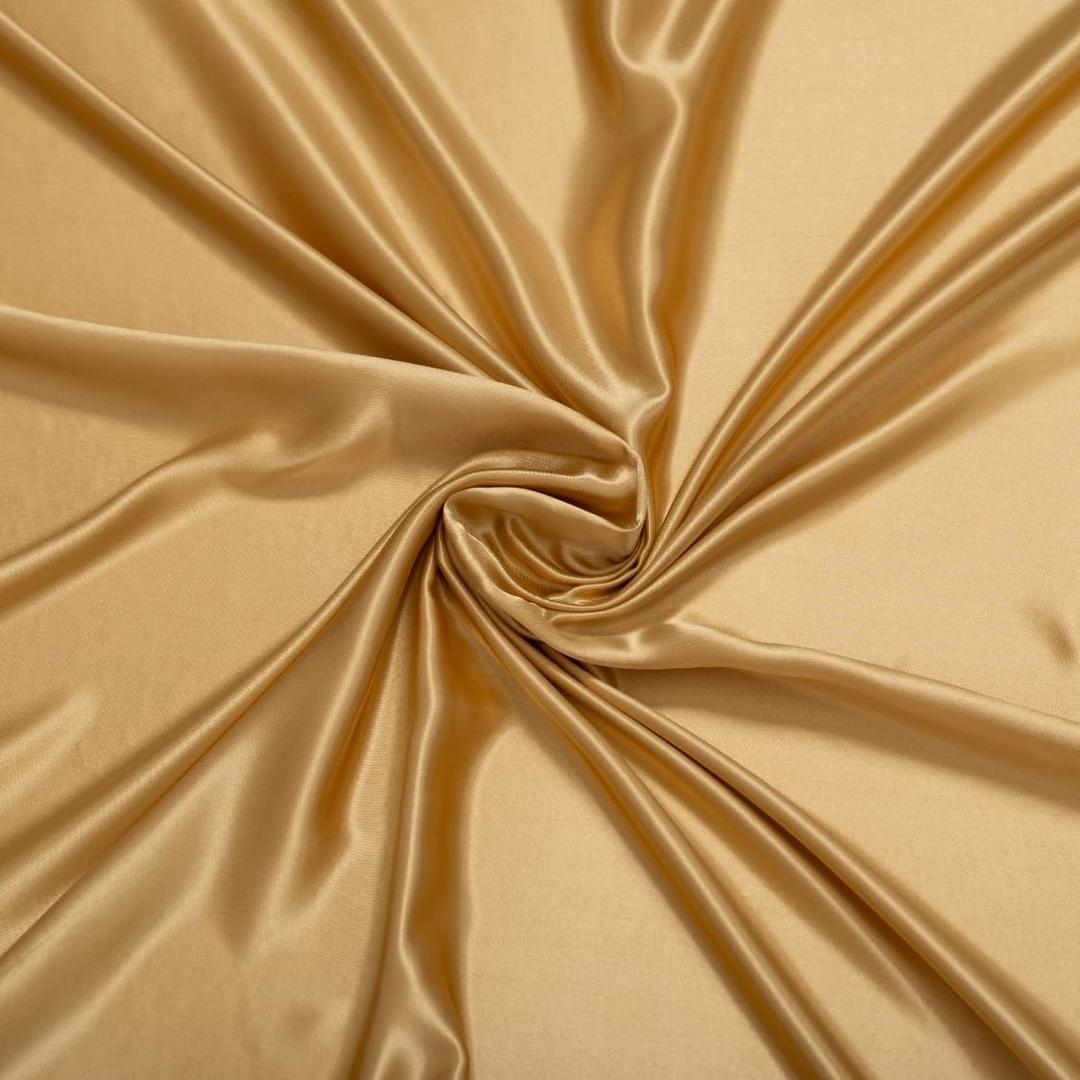 Fynite Charmeuse Satin Fabric | 2 Yards | 44" Wide | Silky Shiny Satin Fabric | Wedding Dress Fashion Crafts Costumes Decorations (Champagne Gold, 2 Yard)
