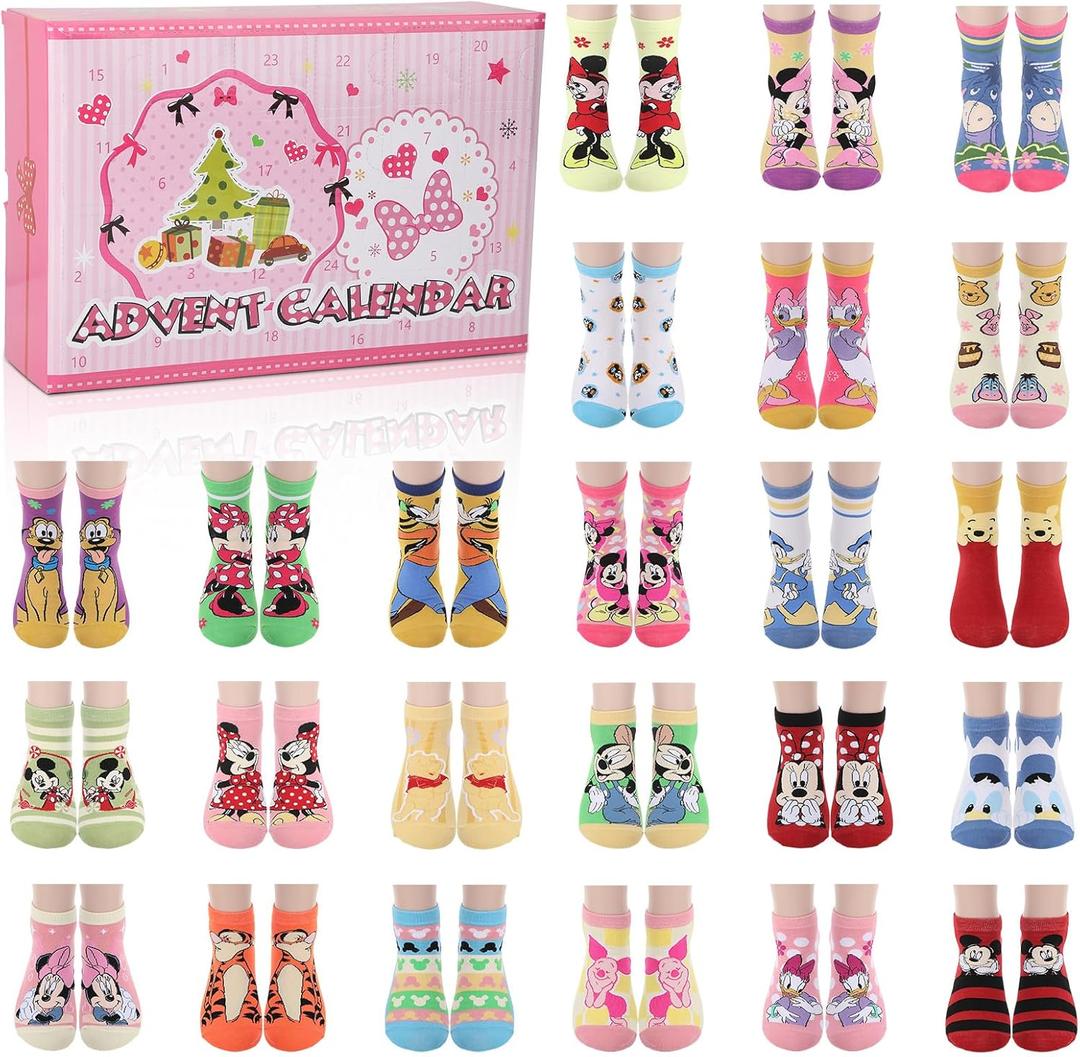 2025 Christmas Advent Calendar Anime Socks for Women Men Adult Teen, 24 Day Holiday Countdown Calendar Present 24Pairs