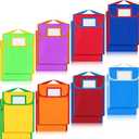 Lincia 16 Pcs Nylon Book Pouch Bags with Stitched Handle and Clear Name Tag Pockets, Book Bags for Kids, Classroom, School, Homework, Protector Store Reading Supplies, 11.8 x 9.8 Inch