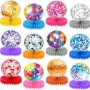 12PCS Disco Ball Centerpieces Disco Ball Party Decorations Colorful Disco Ball Table Decor 70s 80s Theme Music Party Honeycomb Centerpieces for Party Birthday Supplies