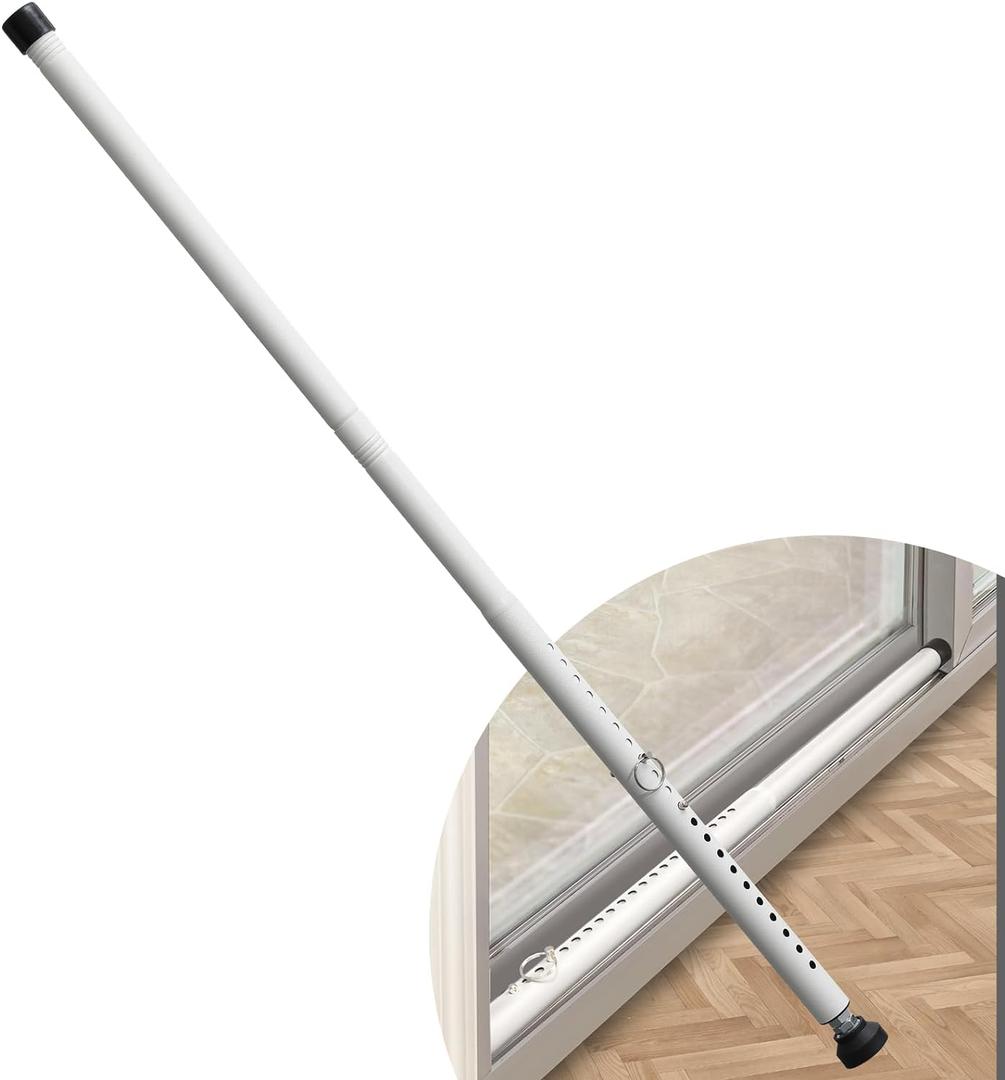DIIG Sliding Door Security Bar17.7-50.5inch Adjustable Locking Window Safety Bar with Rubber Tips,Diameter 1inch Window Security Bar for Home Apartment Travel (White)