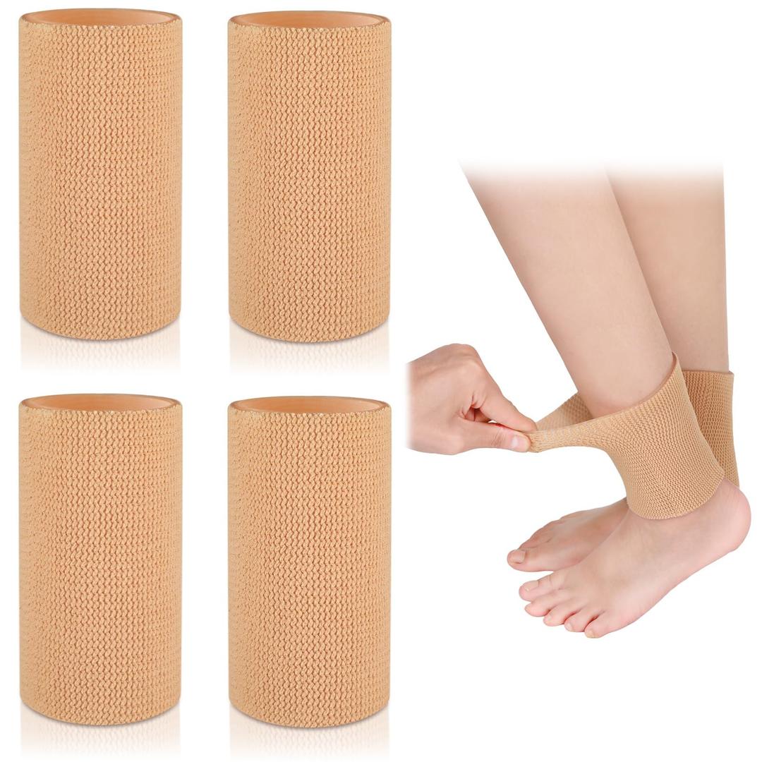Suhine 4 Pcs Ankle Sleeve Ankle Gel Sleeves Ice Skate Guards Padded Protector Moisturizing Gel Socks Pad Ice Skating Protection for Riding Ski Foot