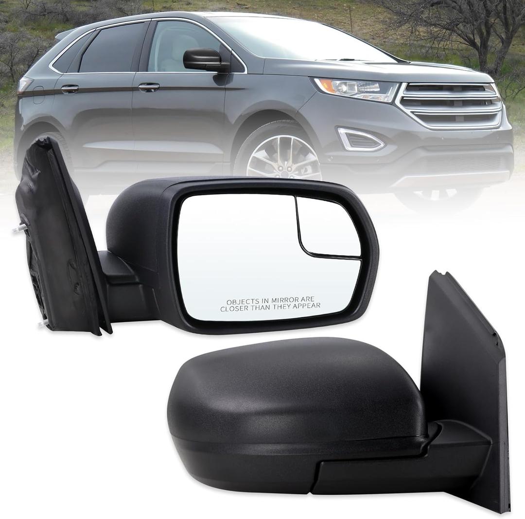 Right Passenger Side Mirror Compatible With 2015 2016 2017 2018 Ford Edge With Manual Folding Power Glass Matte Black Replace#FT4Z17682AA(3Pins)