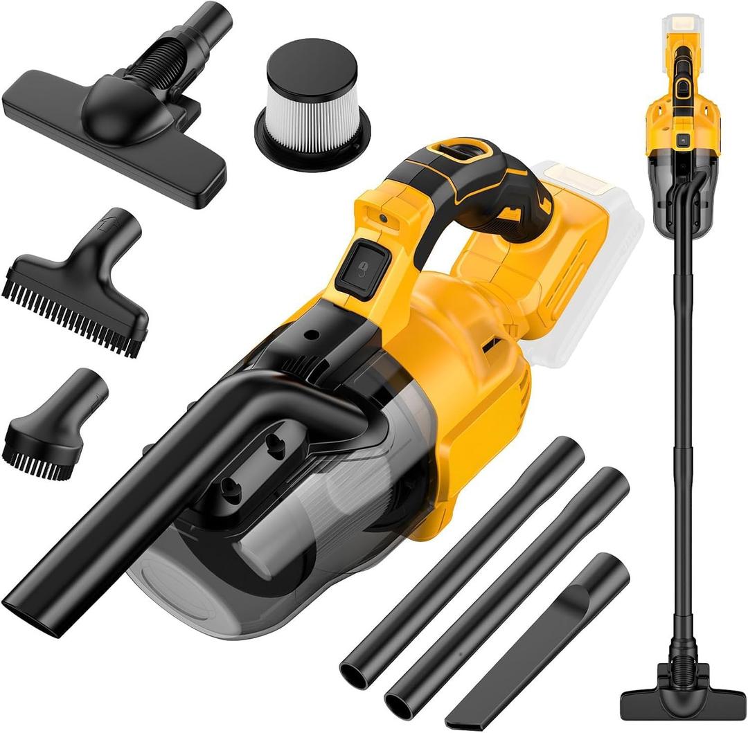 Cordless Vacuum Cleaner for Dewalt 20v Battery, Brushless Stick Vacuum with Washable HEPA Filter 55CFM Handheld Vacuum Cleaner for Home Car Hardwood Floor Carpet, Cordless Shop Vac(Tool Only)