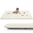 Baby Play Mat for Floor,1.3" Thick Elasti-Foam 74"×50" Playpen Mat, Non-Toxic Certified Water-Repellent Coral Velvet, Non-Slip Safe Crawling Mat for Tummy Time, Toddler & Infant(Cream)