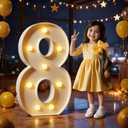 Marquee Numbers 3 Feet Tall Large Light Up Numbers 8th 18th 80th Birthday Decorations Big Yellow Light Outdoor Anniversary Decorations Balloon Arch Kit Party Backdrop 8