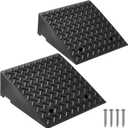 VEVOR Rubber Curb Ramps, 2 Pack, 7 Rise Height, 19.3" L x 19.3" W, Driveway Ramps with Drainage Tank, 7000 lbs Load Capacity, Suitable for Wheelchairs, Strollers, Motorcycles, Cars, Lawn Mowers