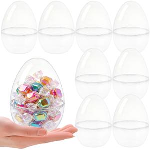 8 Pieces 6 Inch Giant Clear Easter Eggs Plastic Large Transparent Easter Egg for Easter Gift Basket Fillers Huge Clear Easter Eggs for Easter Hunting Game Party Decor