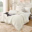 Andency California King Comforter Set Ivory - 3 Pieces Cal King Boho Ivory Lightweight Bedding Comforter Sets, Oversized All Season Soft Bed Set (104x96In Comforter & 2 Pillowcases)