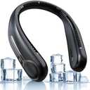 Portable Neck Fan,Hands Free Personal Wearable Bladeless Fan,6000mAh USB Rechargeable,360° Cooling,LED Display,4-Speeds,Birthday Gifts for Men Women Dad Mom,Fathers Day,Mothers Day Gifts (Black)