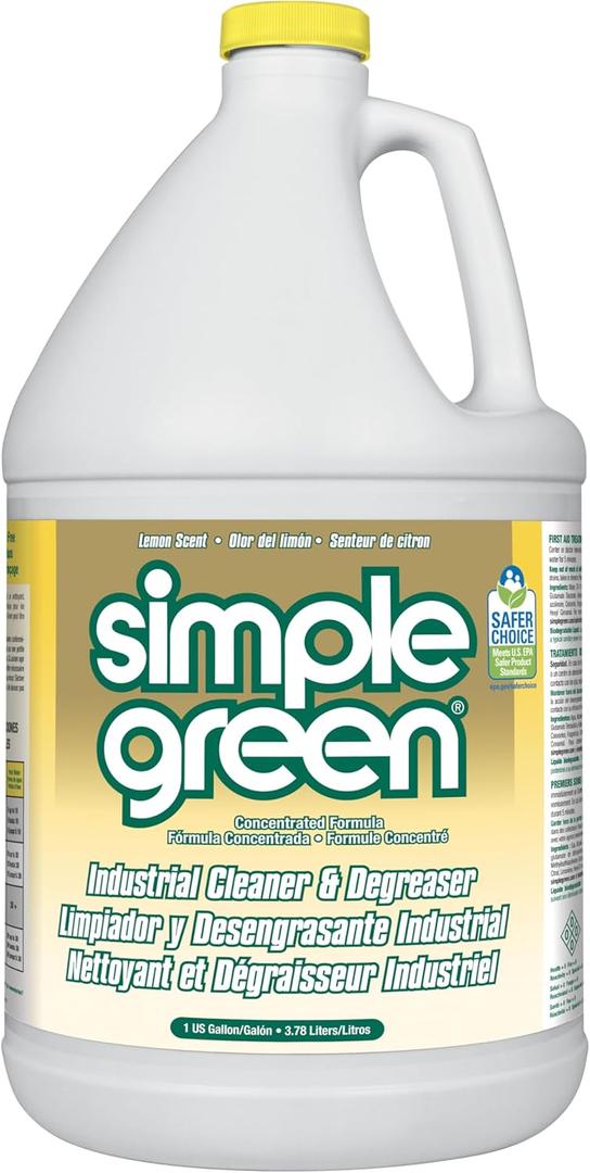 Simple Green 73434010 14010 Industrial Cleaner & Degreaser, Concentrated, Lemon, 1 gal Bottle, 128 Fl Oz (Pack of 1) (Transparent)