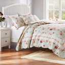 Greenland Home Antique Rose 100% Cotton Heirloom-Quality Quilt Set, 5-Piece Full/Queen, Blue