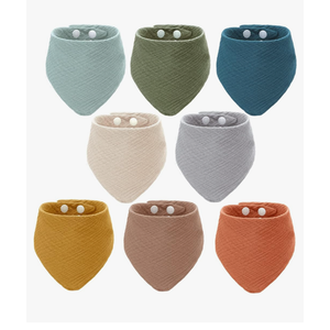 Funtery 8 Pieces Adult Drool Bibs Absorbent Large Drool Bandana Soft Drooling Snap Bibs Gifts for Christmas Special Needs Men Women, 8 Colors, 24.8 x 18.9 Inch