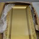 Efavormart 24 Pack | 14" Gold Lace Print Rectangular Plastic Serving Trays, Decorative Coffee Table Trays