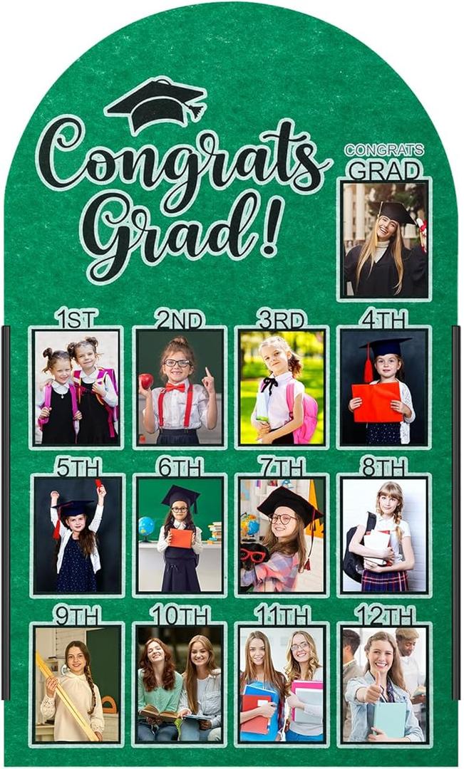 CroBlissful 27 x 16 Inch Graduation Photo Board Picture Frames Wall Decor Collage Display Blue Felt Board for 4 x 3 Inch Photo DIY Picture Holder 2026 Graduation Party Decorations