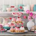 2 x 28 Piece Valentine's Day Cake Decorations Set, Acrylic Heart Cake Engraved Cake Topper Cupcake Envelope Angel Bear Lips XO Heart Love for Valentine's Day Wedding Anniversary