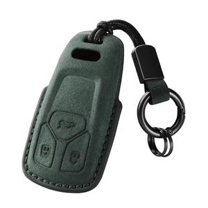 XMZAIMY for Audi Key Case Cover for Audi Key Fob Cover with Keychain Fit for Audi A4 Q7 Q5 TT A5 SQ5 R8 S5 Smart Keys Case Protector suede (Green, Style A)