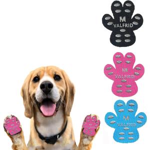 VALFRID Dog Paw Protector Pads,15 Sets-60 Pads Anti-Slip Grips for Hardwood Floors,Best for Hot Pavement,Strong Self-Adhesive Traction Stickers for Senior Dog Essentials Multicolor M (M (1.8" x1.52"))