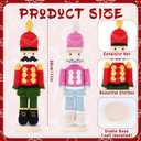 2 Pcs Crochet Christmas Nutcracker Characters with Wood Base Christmas Tree Crochet Tabletop Ornaments Xmas Holiday Nutcracker Soldier Figure Table Centerpieces Decoration Knitting Craft Art Supplies