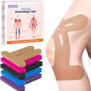 Precut Kinesiology Tape for Knees, 10 Pcs - Knee Support & Stability, Knee Pain Relief Athletic Tape - Elastic & Waterproof, Breathable Hypoallergenic Latex-Free Tape, Beige