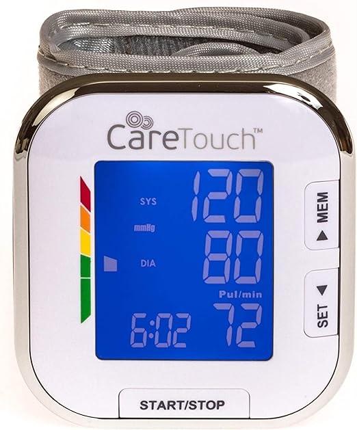 Care Touch Digital Wrist Blood Pressure Monitor for Adults Size 5.5-8.5" for Home Use, Automatic High Blood Pressure Machine with Batteries & Carrying Pouch