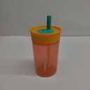 Owala Kids BPA-Free Plastic Tumbler with Spill Resistant Flexible Straw, Easy to Clean, Kids Water Bottle, Great for Travel, Dishwasher Safe, 15 Oz, Orange and Peach (Watermelon)