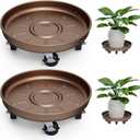 Plant Saucer 16" Rolling Plant Caddy Rolling Plant Stand with Wheels Heavy Duty Metal, Locking, Sturdy, Rust-Resistant Finish, and Easy to Move, 420 lb Capacity, 2 Pack