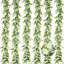 6FT Eucalyptus Garland with Flowers, 6 Pack Artificial Greenery Garland Hanging Spring Eucalyptus Garland Suitable for Table Wedding Backdrop Arch Wall Party UV Protected Indoor Outdoor Decor