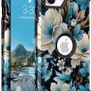 PIXIU Unique Flower Pattern Compatible with iPhone 17e/16e 6.1 inch case,Heavy Duty Dual Layer Shockproof Full-Body Protective Sturdy Hybrid Cute Rugged Case for Women,Girls,Kids