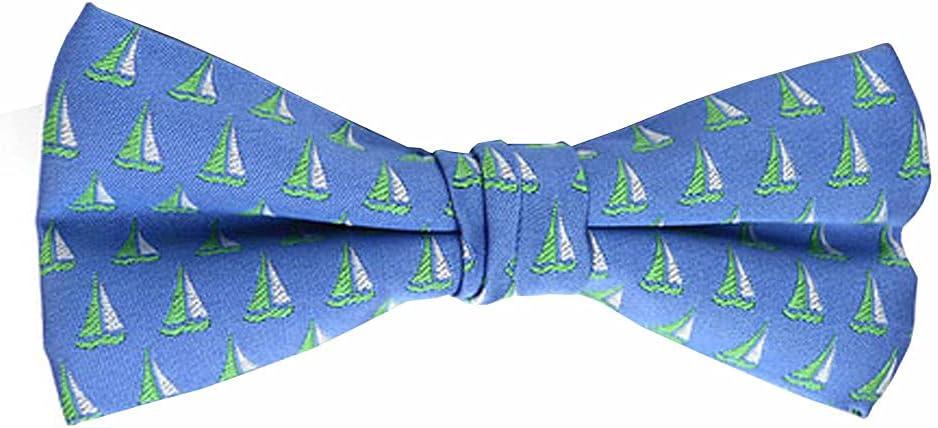 Men's Sailboat Pattern Novelty Pre-Tied Adjustable Banded Novelty Bow Tie - Blue
