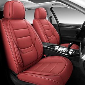 NS YOLO Full Coverage Car Seat Covers Universal Fit for Cars SUVs Pick-up Trucks with Waterproof Leatherette in Automotive Vehicle Interior Accessories (Wine Red, Front Pair(2 pcs))