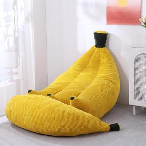 Banana Chaise Lounge Sofa Chair for Living Room, Bean Bag Chair with Ottoman, Floor Sofa Bed with Footrest, Comfy Convertible Lounger, Plush Couch for Bedroom, Dorm (Yellow, King)